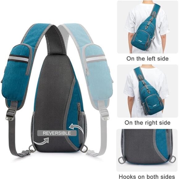 RFID Sling Bag Crossbody Sling Backpack Small Chest Shoulder Backpack Men Women - Picture 5 of 7